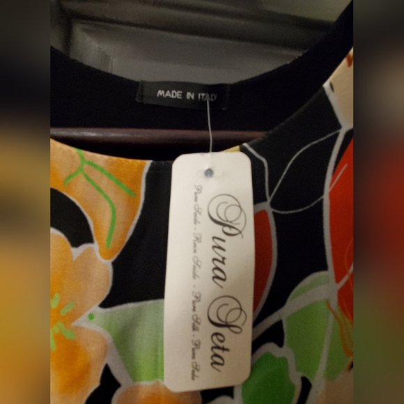 NWT Pura Seta made in Italy 100% silk print summer dress - Picture 2 of 4